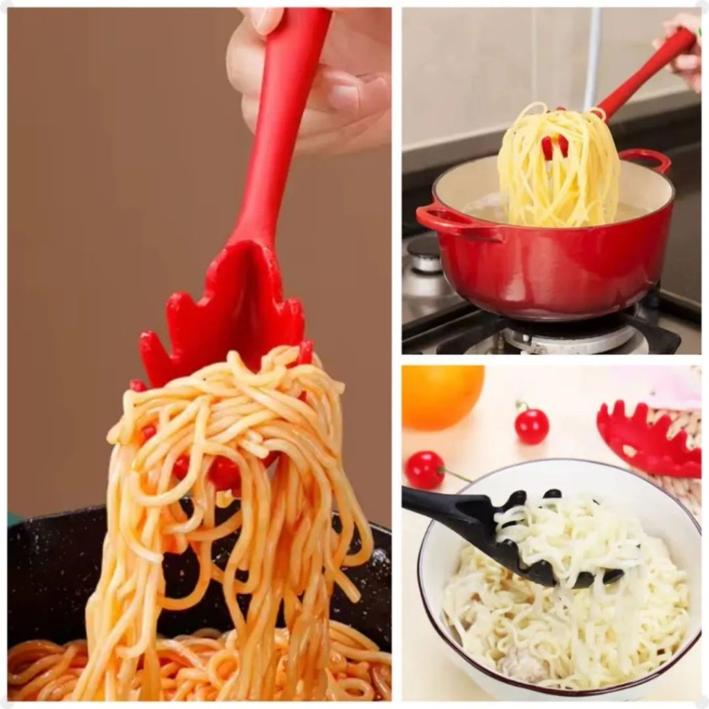Pegador de Macarrão Espaguete Massa Silicone Prático Moderno Não Risca Panela — imagem 2 de 2