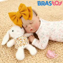 Bebê Reborn Menina Silicone Boneca 48cm Com Acessórios