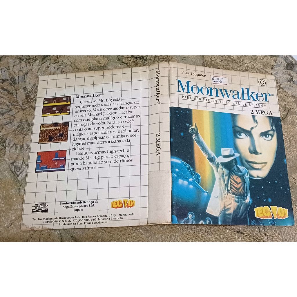 Encarte Capa Moonwalker Original Tec Toy Master System