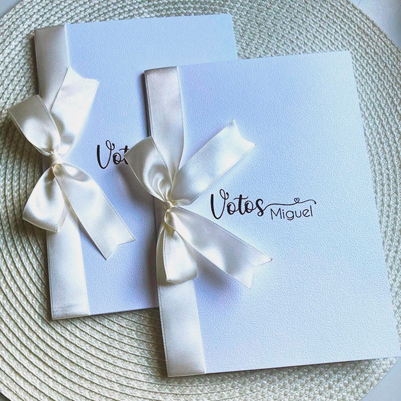 Par de Cadernos de Votos Casamento Personalizado cor Champagne Noiva Noivo