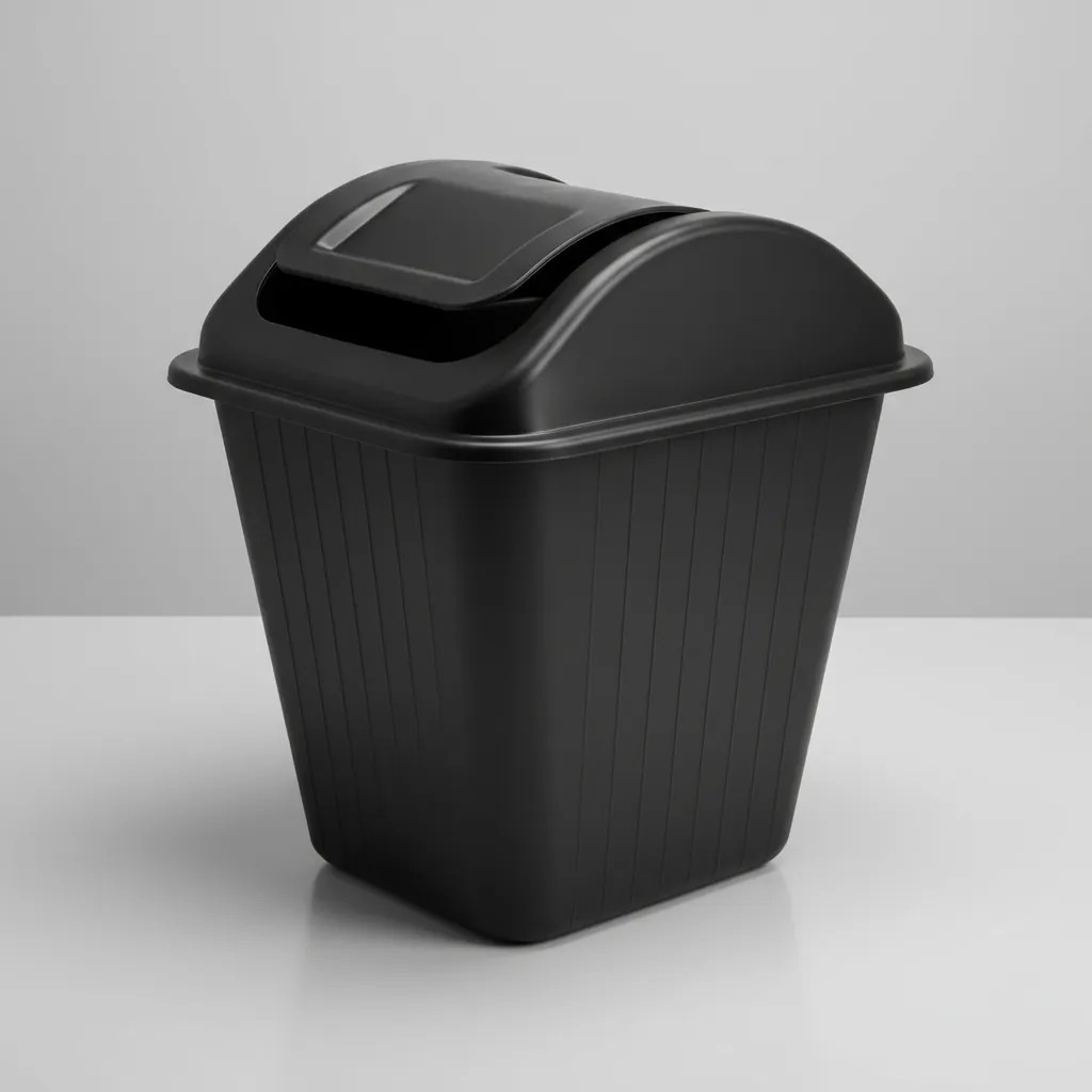Cesto de Lixo Retangular com Tampa Vai e Vem Basculante 20L Preto Lixeira Moderna Resistente Prática
