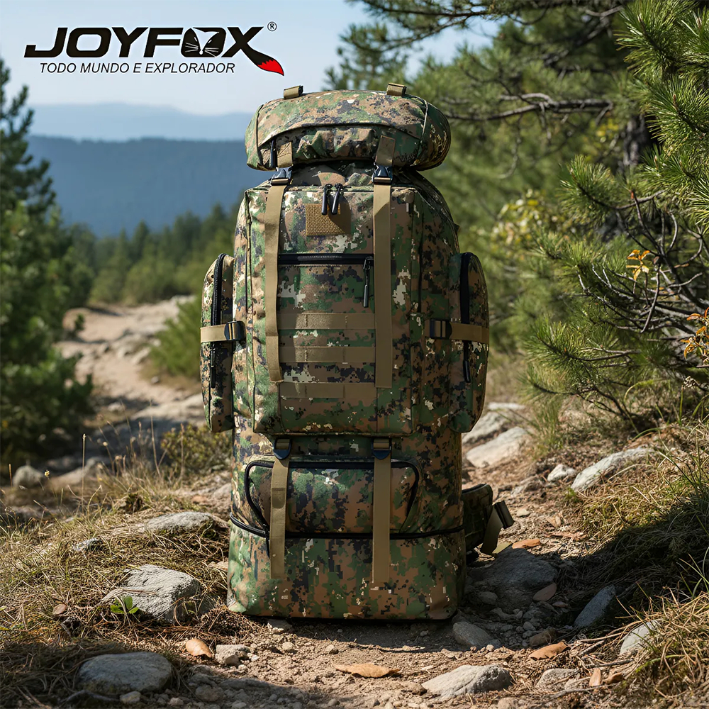 Detalhes do Mochila masculina reforçada 100L Grande Viagem Alpinismo Camping Nylon Impermeável Mochilas tácticas