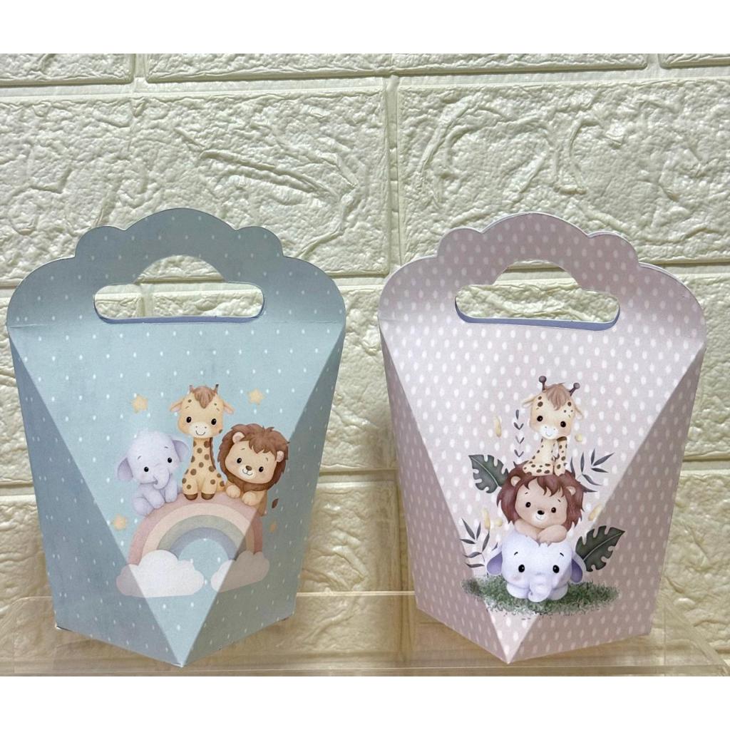 10 Caixinhas Personalizadas Safari Baby – Lembrancinha Festa Infantil Aniversário – Triangulove Papel Fotográfico 180g