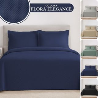 Kit Colcha Cobre Leito Super King Dupla Face 3 Peças Com Porta Travesseiro Flora Elegance Habitat em Oferta na Shopee