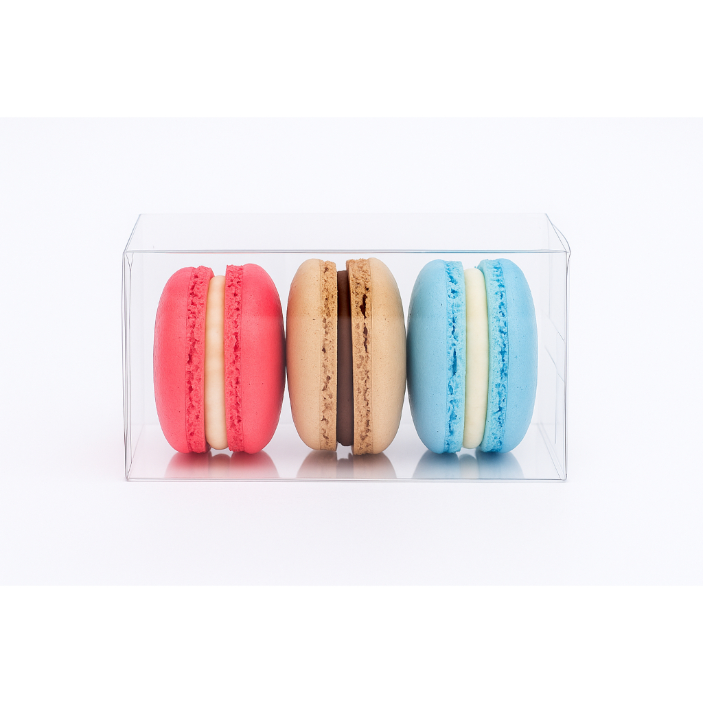 50 Caixas acetato transparente cristal 5x5x7 cm para 3 macarons em Oferta na Shopee