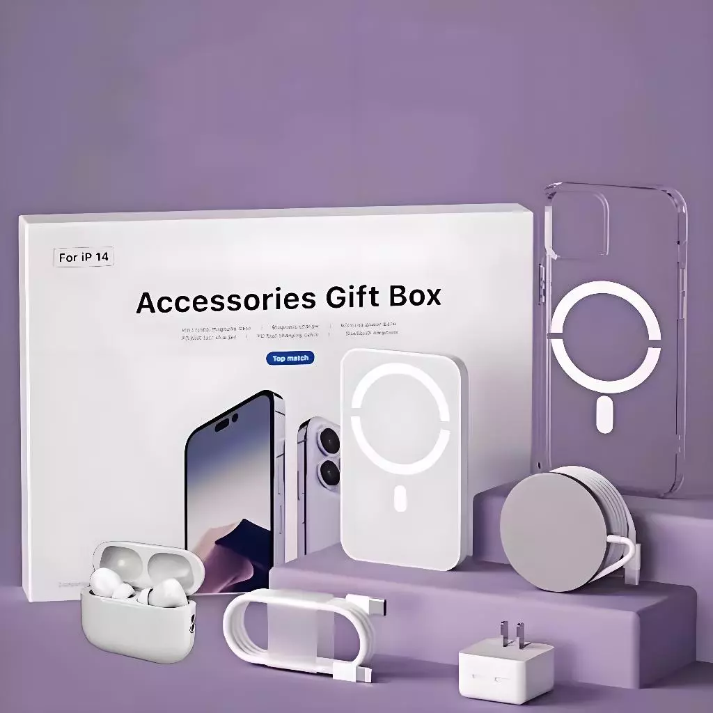 Kit Completo para iPhone 6/13/14/15 - Carregador Indutivo, Cabo de Dados, Fone Bluetooth e Power Bank P2