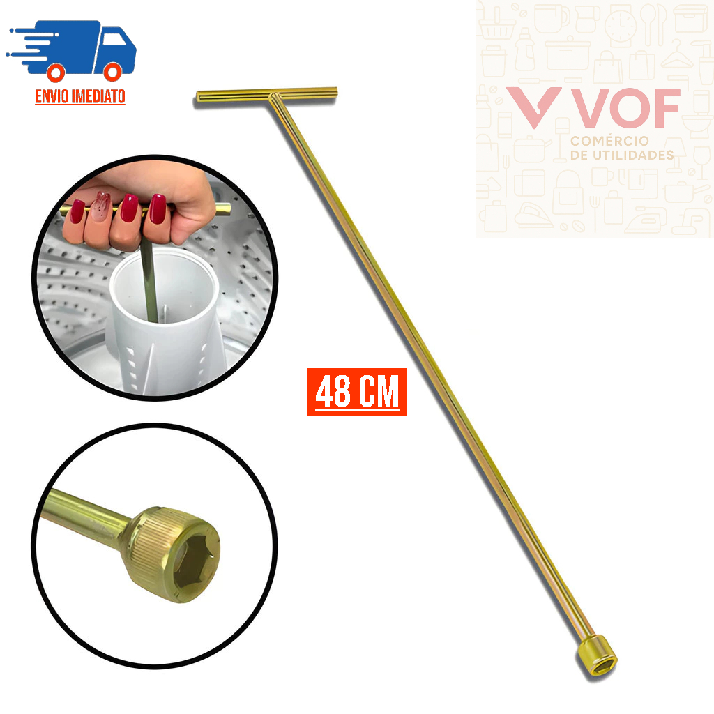 Chave T Canhão 10 mm Longa 48 cm Para Lavadora Consul Brastemp
