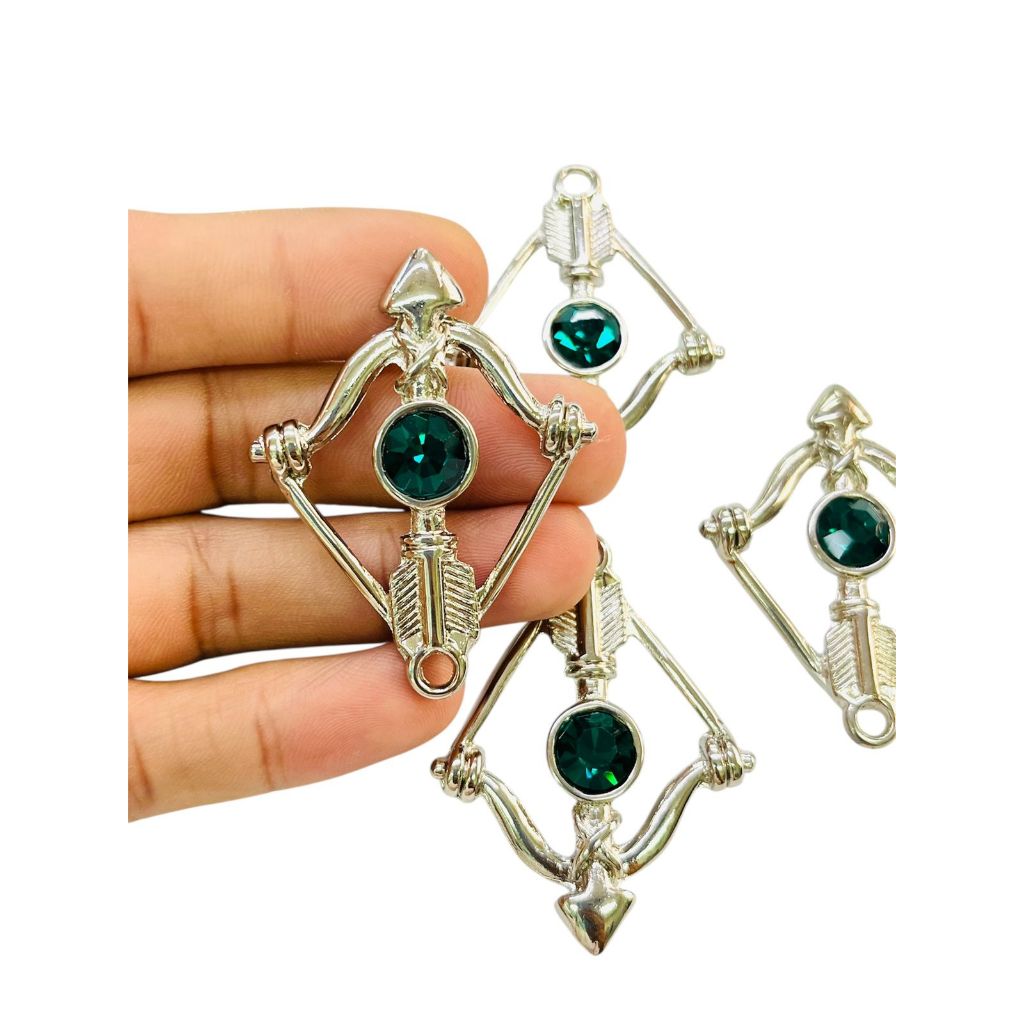 Pingente Arco Flecha Ofá Com Strass Verde -