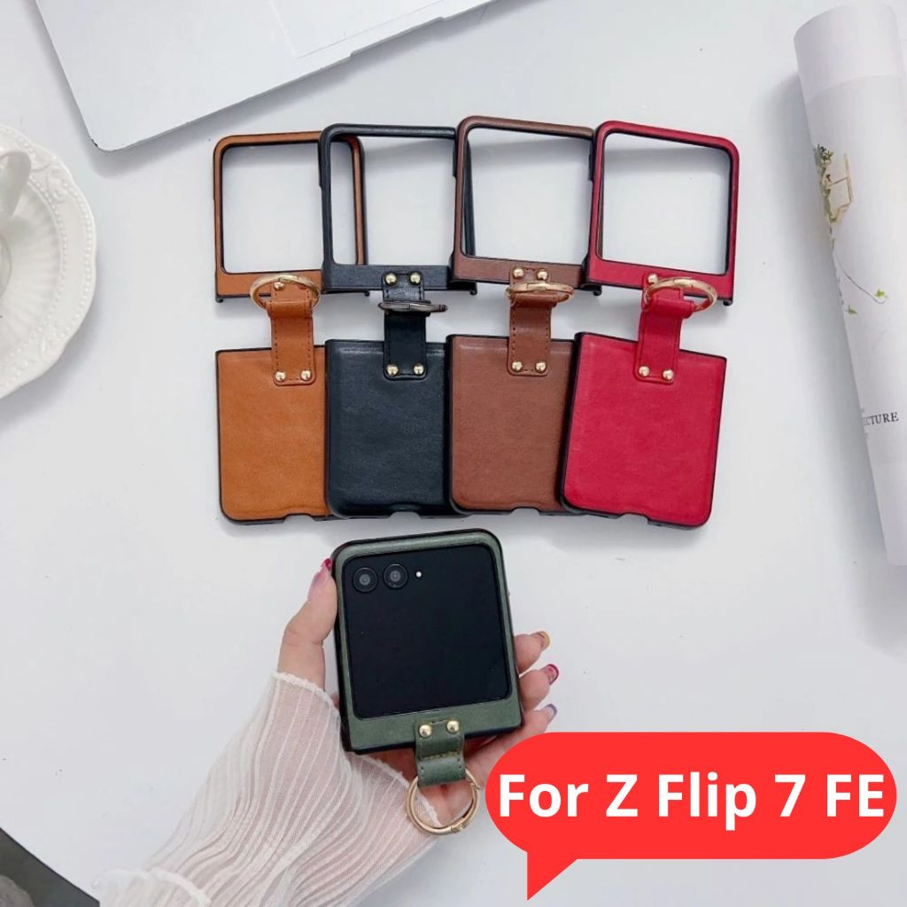 Capinha Capa Para Z Flip 7 FE Texturizada Couro Case Anel Suporte Protet Peli Came Case Suporte Marr