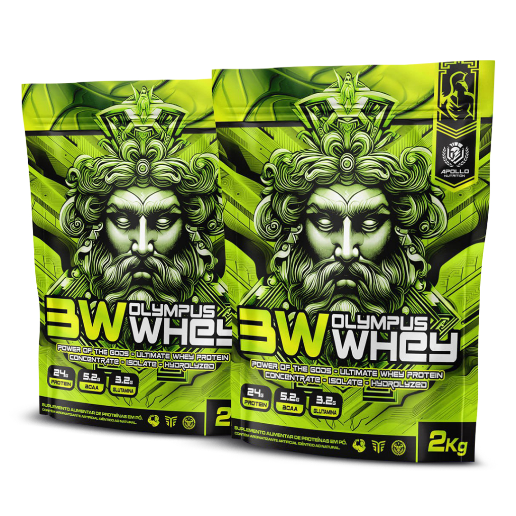 Kit 2x Whey Protein 3W Apollo Nutrition 2kg 24g Proteína Pura