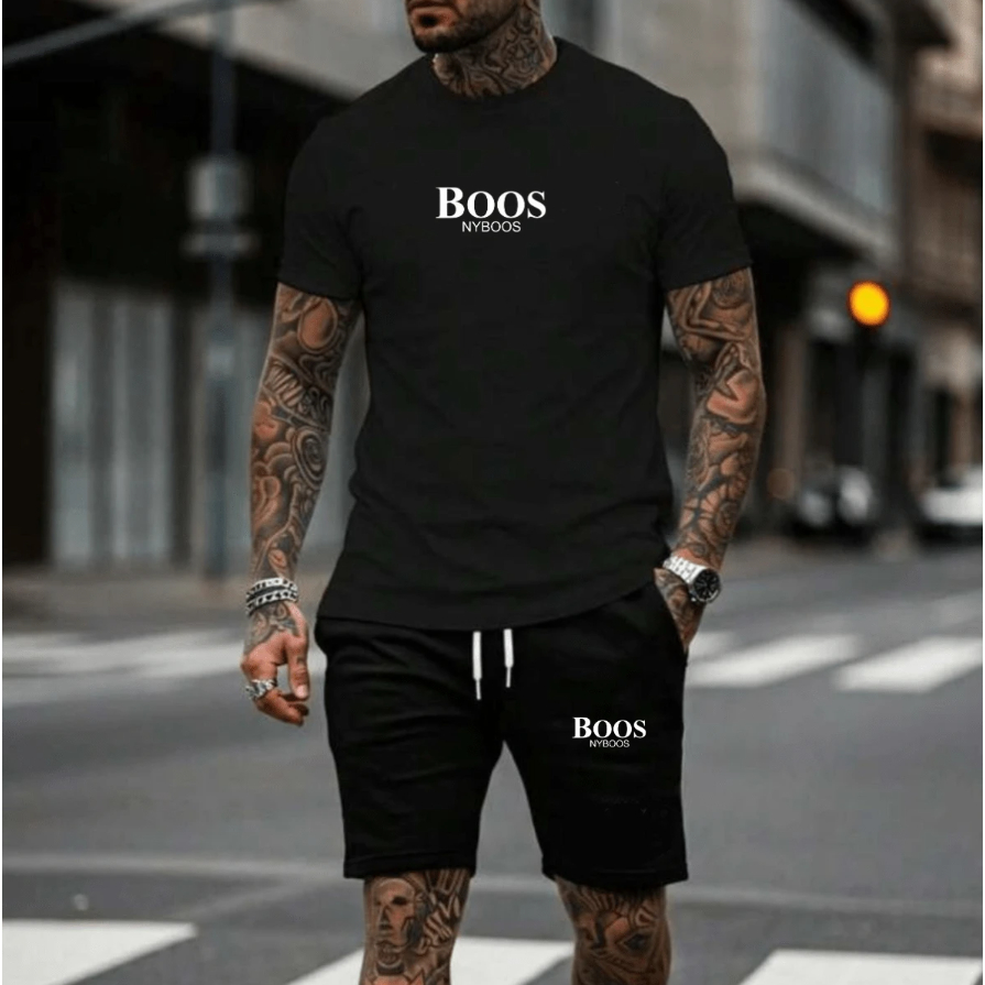 Conjunto Camiseta em Algodão + Shorts Tactel Estampados Esportivo Casual Streetwear Estampa
