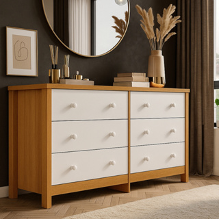 Cômoda 6 Gavetas Grande Casal e Solteiro Organizador Roupa Espaçosa Design Moderno Durável Branca em Oferta na Shopee