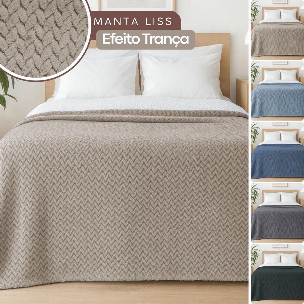 Cobertor de Microfibra Manta Casal Queen King Antialérgico Trançado Quentinho Habitat Liss em Oferta na Shopee