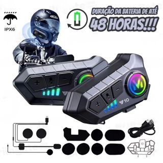 Intercomunicador para Moto Y10 - Fone de Ouvido Bluetooth Sem Fio, Bluetooth 5.3, Kit Capacete Impermeável em Oferta na Shopee