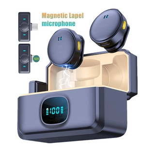 Microfone De Lapela Sem Fio Magnético Cancelamento De Ruído Para iPhone Android Type-c Gr…