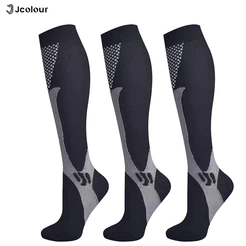 Jcolour Kit 3 Pares Meias Compressão Unisex Joelho Corrida Ciclismo Varizes Alívio Esportivas