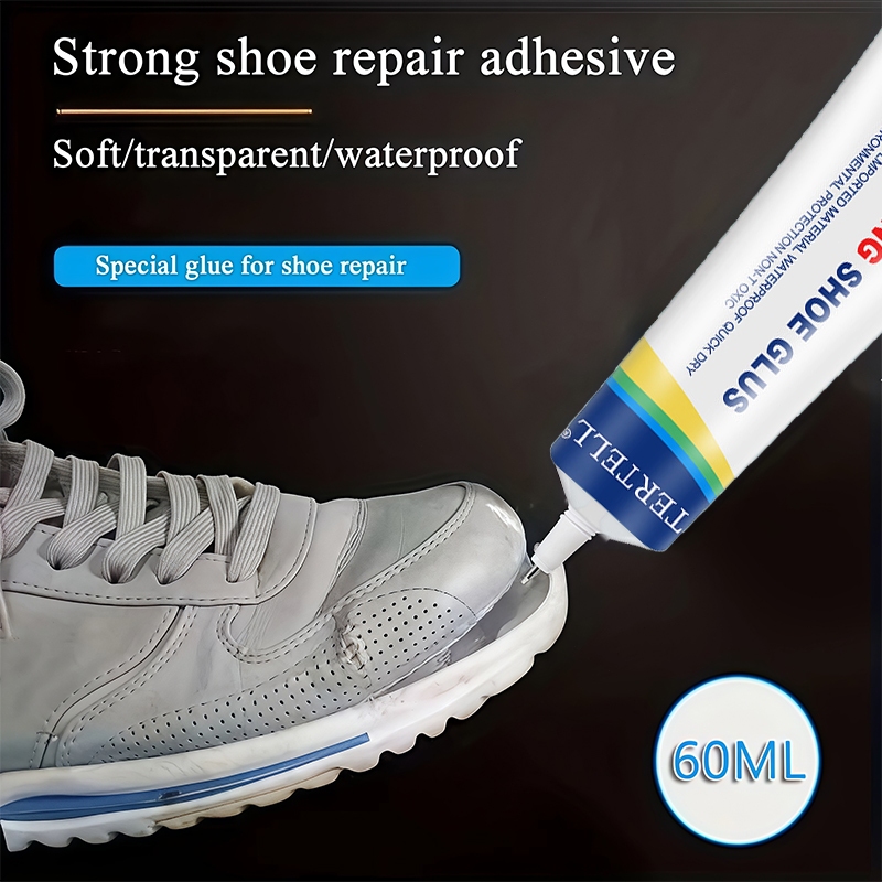 60ml Cola Forte para Sapatos | Adesivo Impermeável | Reparo Rápido de Calçados e Couro | tenis masculino na moda