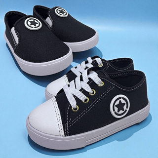 Kit 2 Pares Tênis Escolar Infantil Calce Fácil Bordado Menino e Menina slipon Iate Star em Oferta na Shopee
