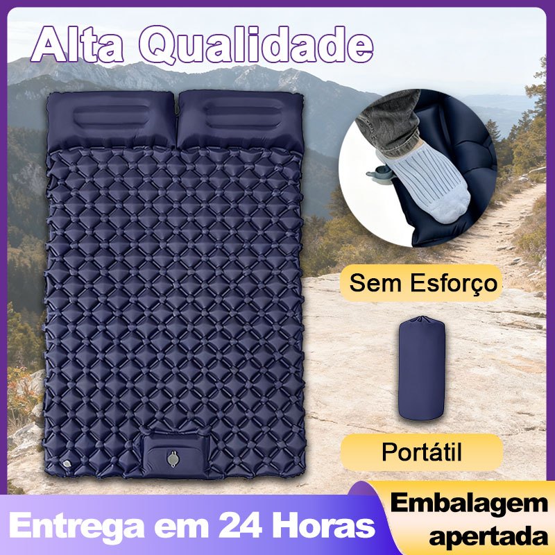 Portátil Leve Automático Duplo Pé Operado - Colchão Inflável Casal para Acampamento com Travesseiro Grátis em Oferta na Shopee