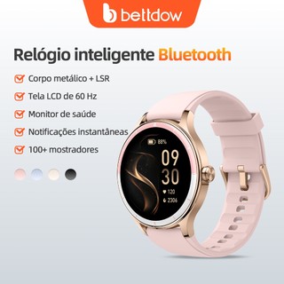 Smartwatch feminino BETTDOW: tela LCD de 1,27 polegadas, resistência à água IP68, caixa d…