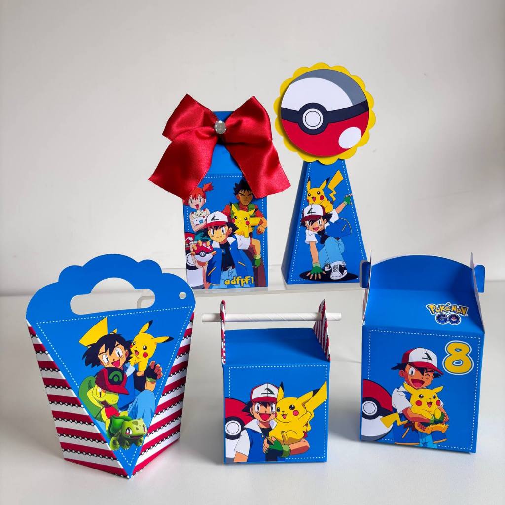 Kit Festa Personalizado Pokemon/Lembrancinhas Caixinhas Para Festa - PEGUE E MONTE