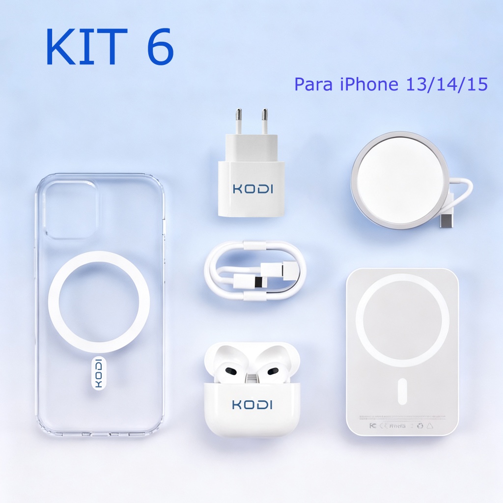 Kit Carregador iPhone 20W PD + Power Bank 10000mAh + Cabo 2m e Acessórios - Carregamento Rápido P2