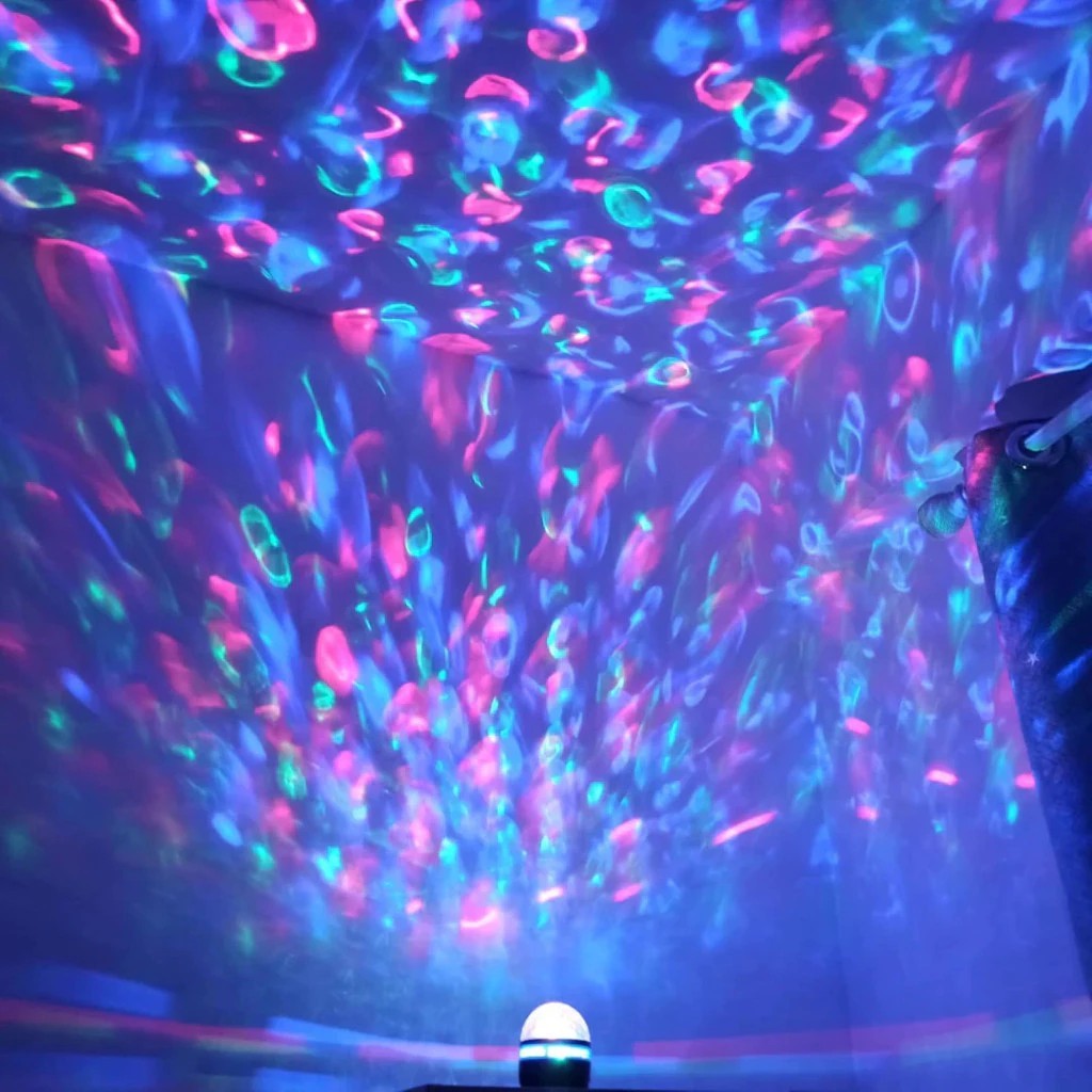 Ondulações de água + Aurora LED Projetor luminária com Luz em várias cores, para Decoração de Festas e Quarto Romântico - detalhe