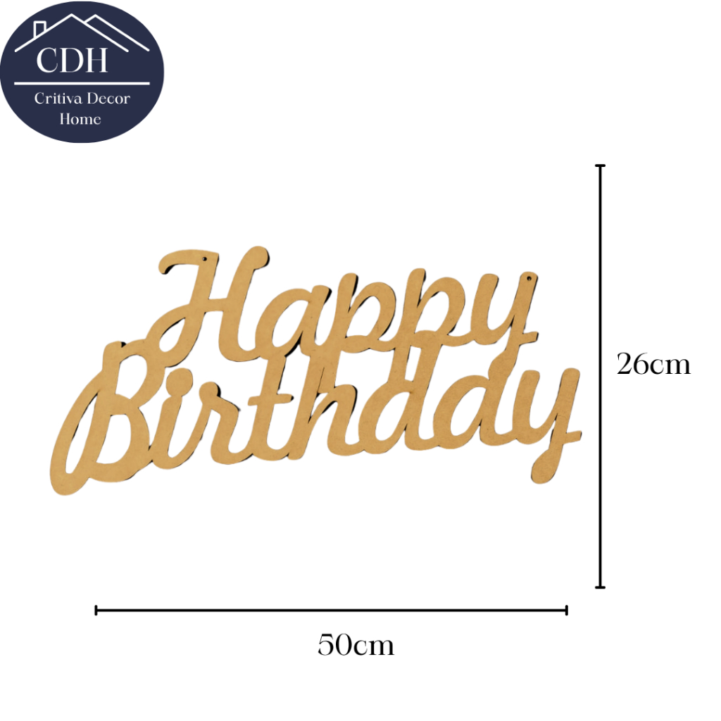 Happy birthday letreiro para decoração 50 CM festa em MDF