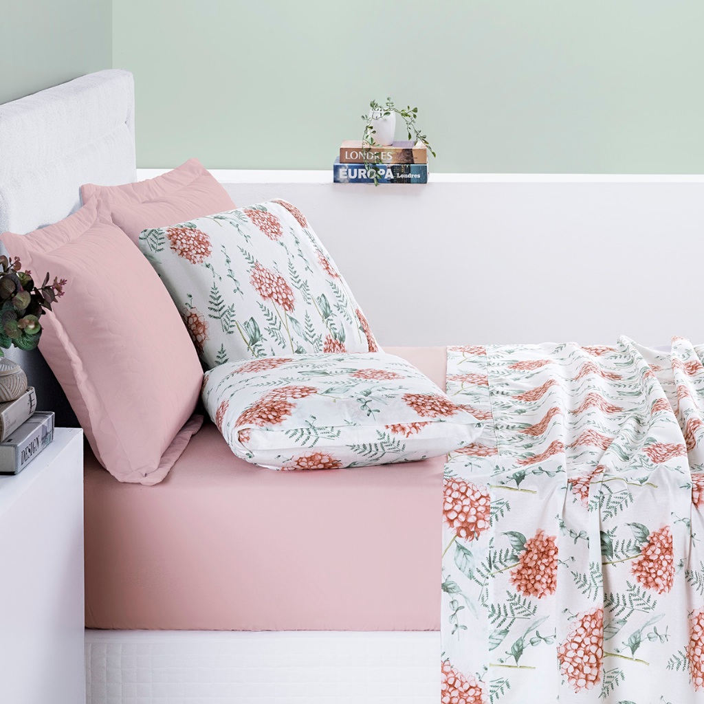 Jogo de Cama 04 Peças Estampado 200 Fios Percale Casal/Queen/King Cotton Select