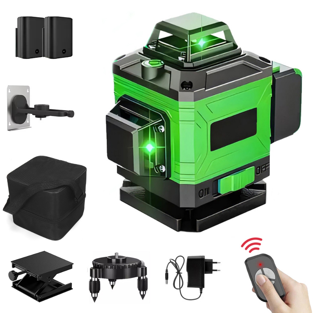 Nível Laser 8/12/16 Linhas Verde Com Controle Profissional 360º Recarregável em Oferta na Shopee