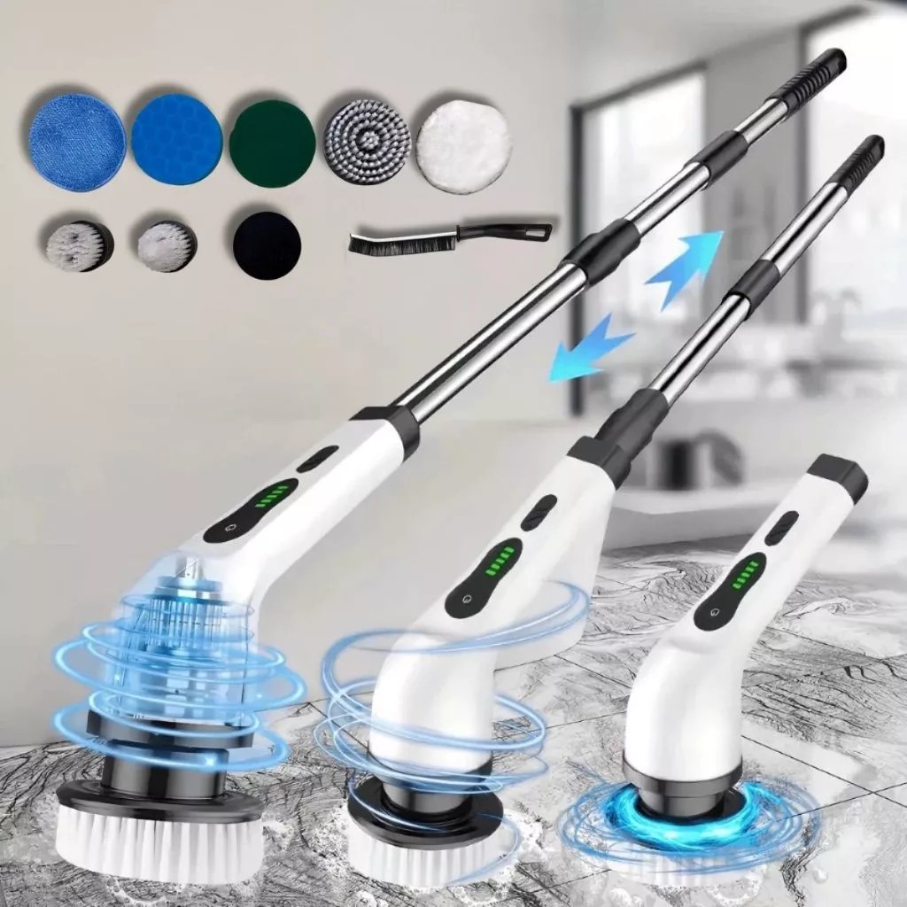 Escova De Limpeza 9 Em 1 Recarregavél Elétrica Giratória Com Cabo Alongador em Oferta na Shopee