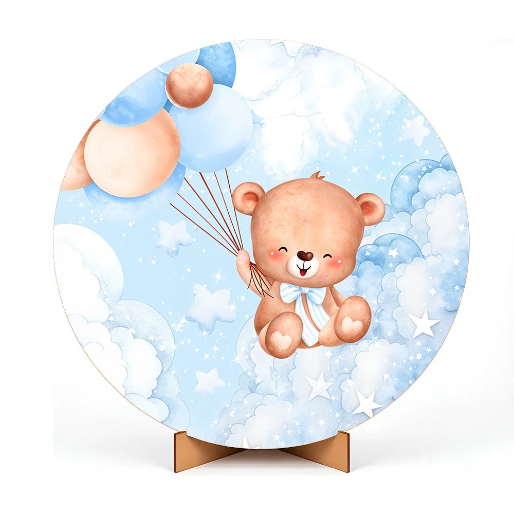 Painel Redondo Ursinho Decoração  Perfeito para Chá de Bebê 50x50cm em Oferta na Shopee