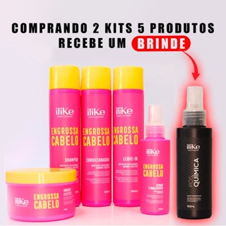 Kit Profissional iLike Engrossa Cabelo 5 Produtos – Fortalecimento e Corpo aos Fios em Oferta na Shopee