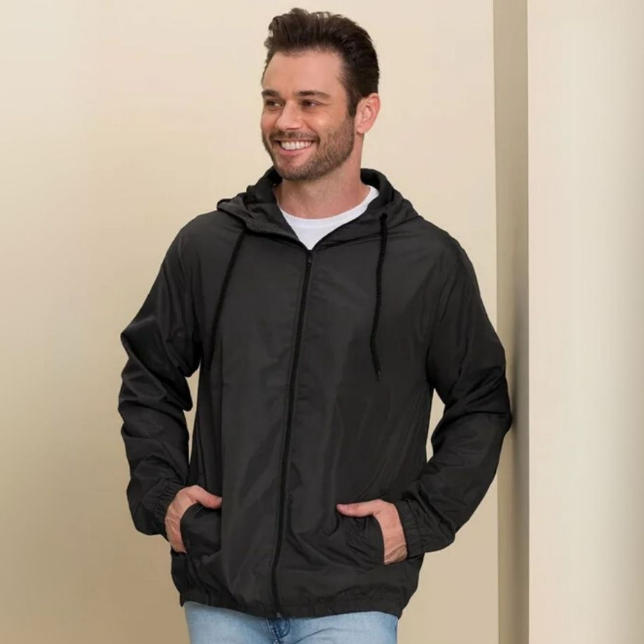 Corta Vento Masculino Nylon Impermeável Leve Treino Capuz Casaco Academia Jaqueta Esportiva