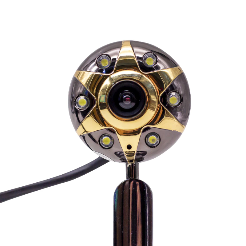 Webcam Jupiter Com Microfone Acoplado / 5.1 MP/ USB - Cinza/Dourado