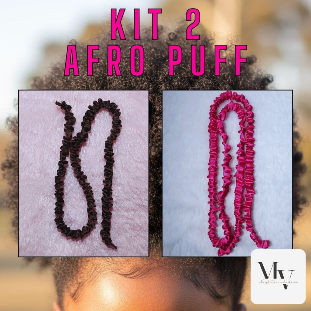 Kit 2 Amarrador de cetim para afro Puff ou xuxinha, scrunchies, Elástico 60cm (esticado 130cm)