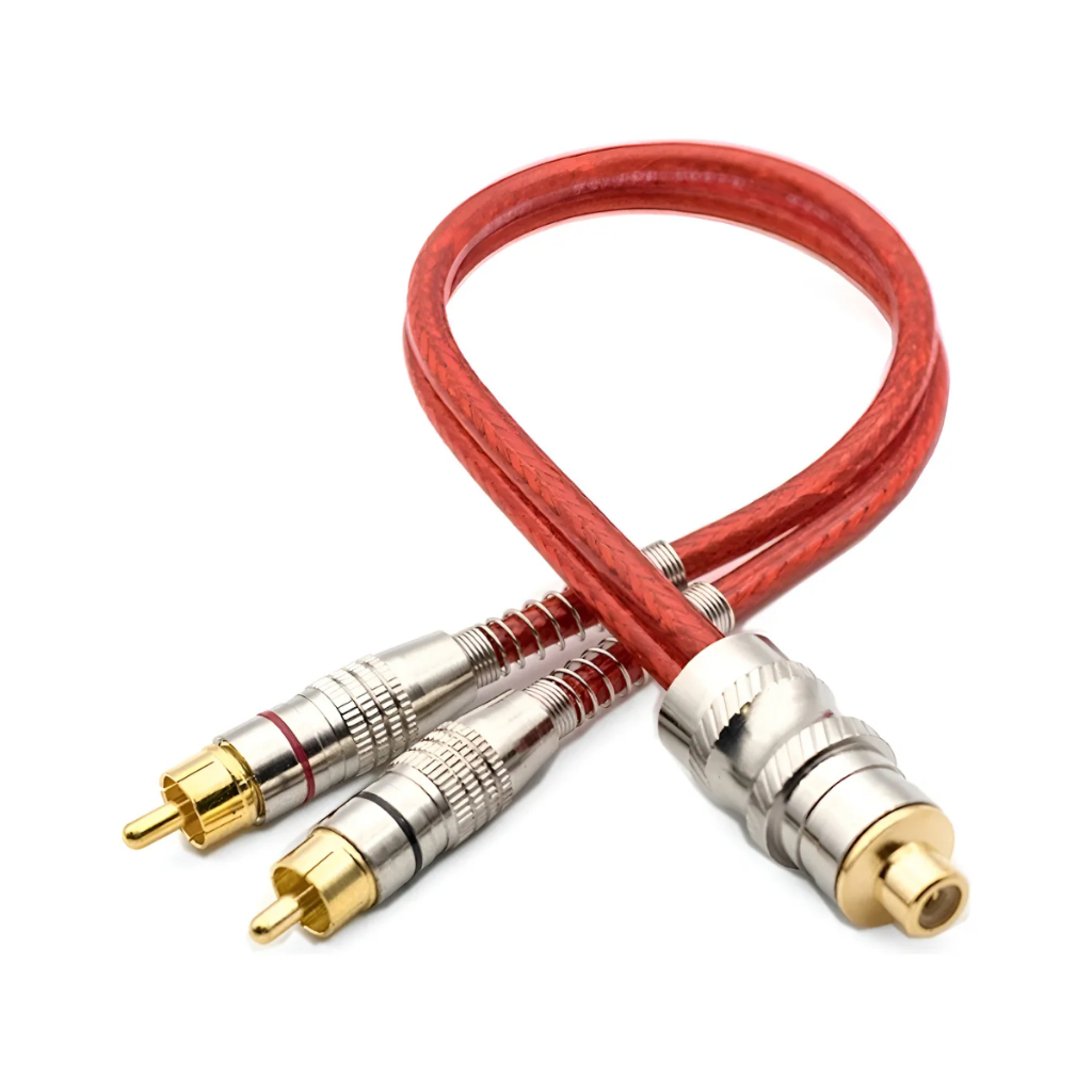 Cabo Y Rca Blindado 1 Femea 2 Machos 5mm Plug Metal