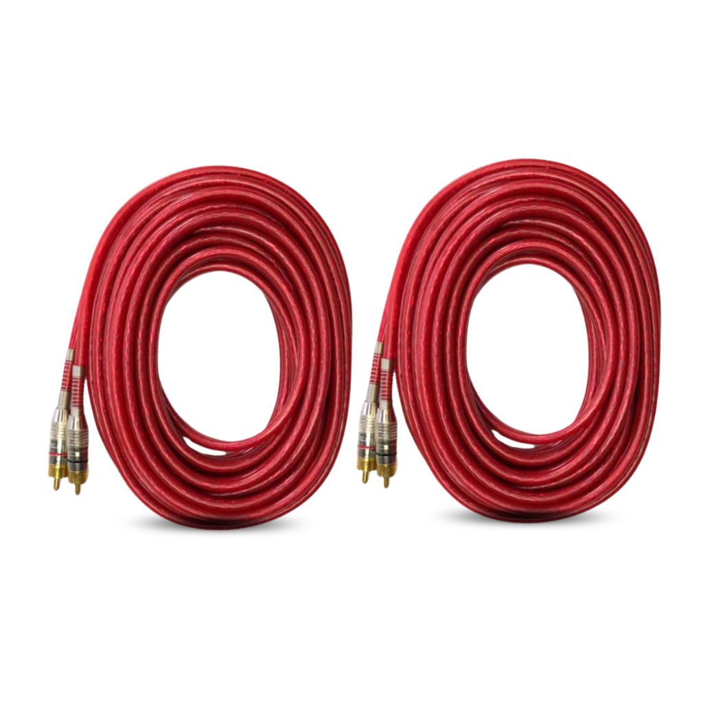Par Cabo Automotivo Som Rca Ouro 5 Metros Blindado Vermelho