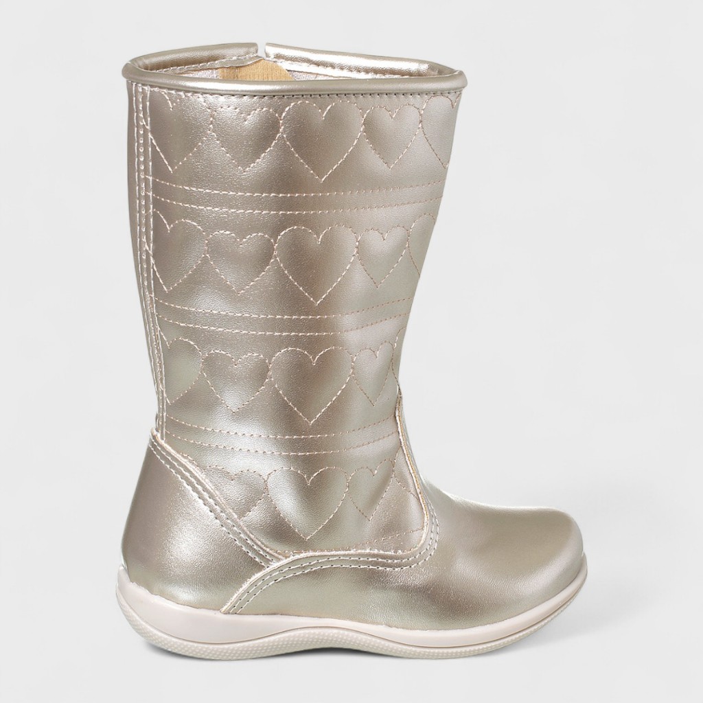 Bota Infantil Menina Com Bordado Coração Dourado Botinha Feminina Fashion em Oferta na Shopee