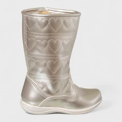 Bota Infantil Menina Com Bordado Coração Dourado Botinha Feminina Fashion
