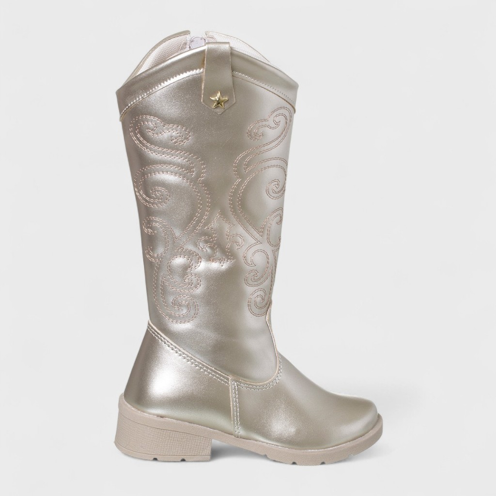 Bota Infantil Menina Texana Boiadeira Cano Alto Com Costura Country Confortável Dourado em Oferta na Shopee