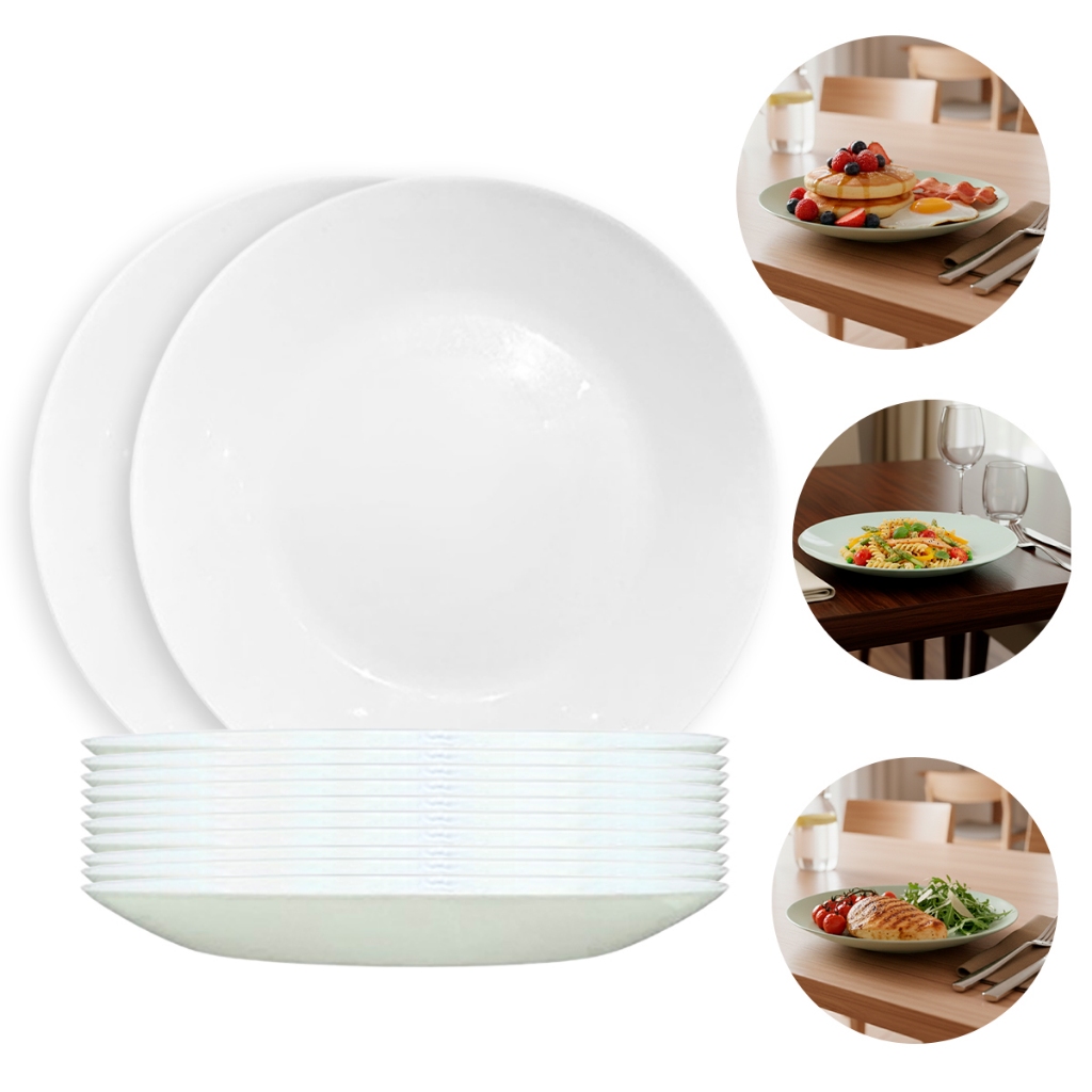 Jogo de Pratos de Jantar Fundo Opaline Redondo Resistente Clean - Bela Flor em Oferta na Shopee