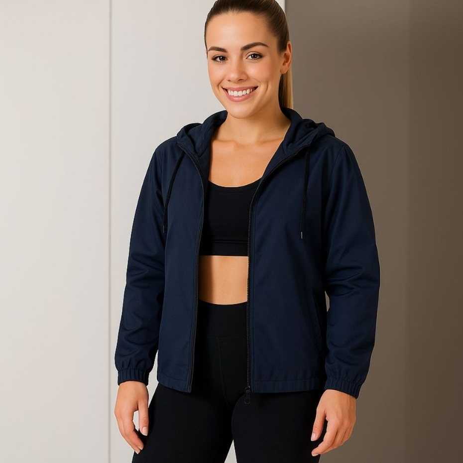 Corta Vento Feminina Jaqueta Nylon Impermeável Corrida Esporte Fresco Varias Cores com Capuz