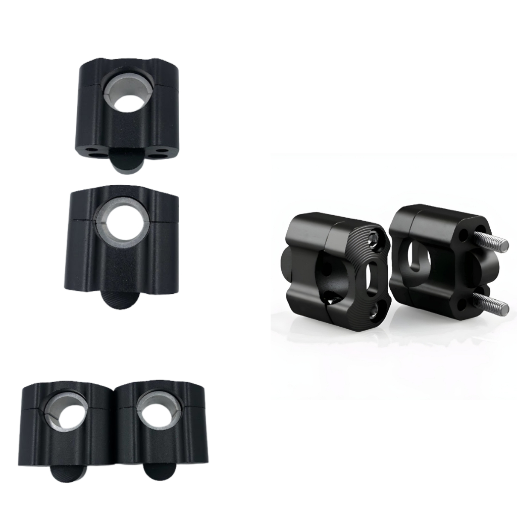 Alongador Adaptador de Guidão Preto Universal Par Reforçado Alumínio p/ Honda YBR Tornado NX4 Falcon