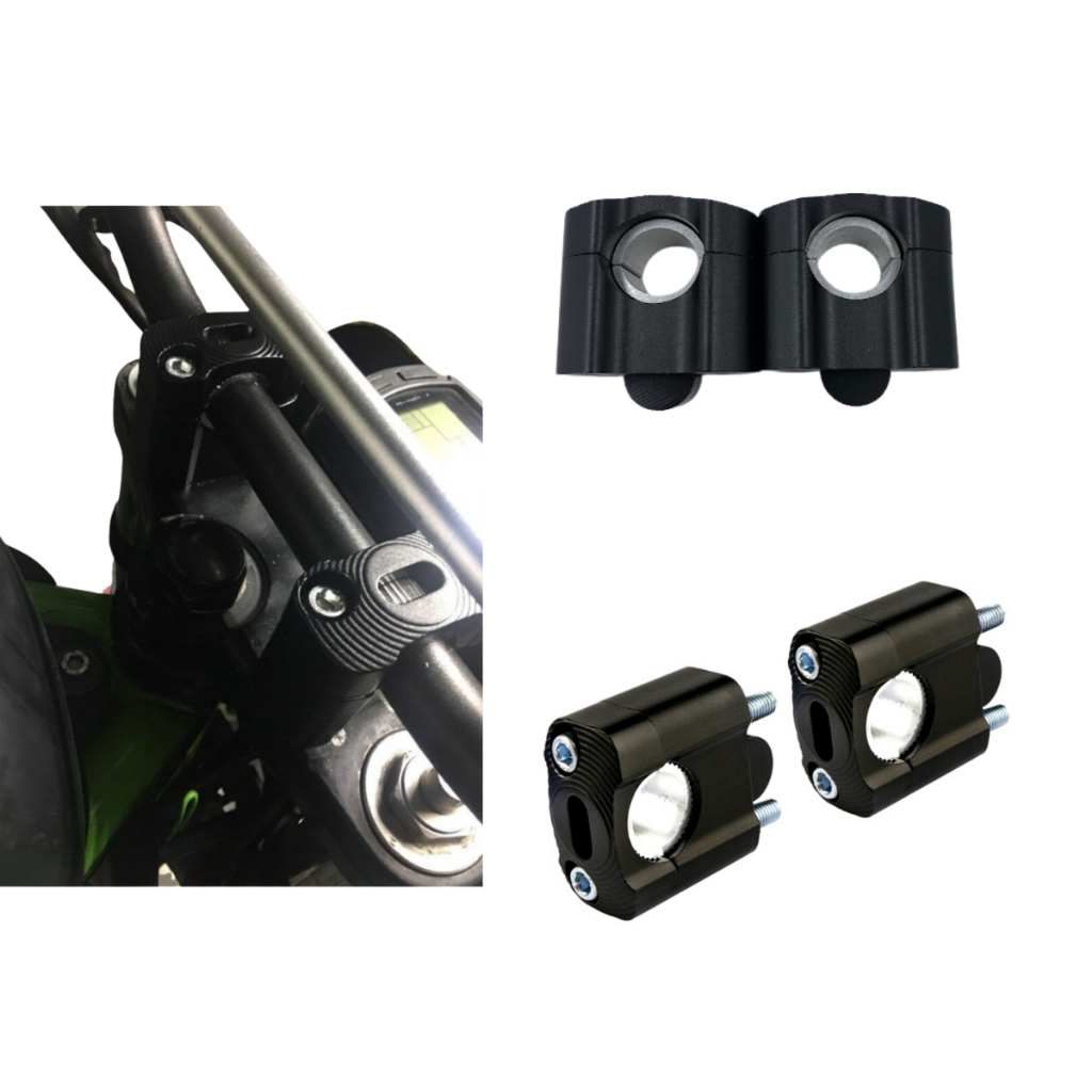 Par Alongador Suporte de Guidão Preto 22mm-31mm Preto Alumínio Universal p/ CB300 XRE Fazer YBR  NX4