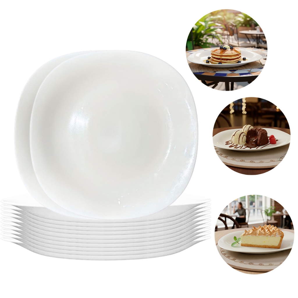 Jogo de Pratos de Sobremesa Opaline Quadrado Resistente Clean - Bela Flor em Oferta na Shopee