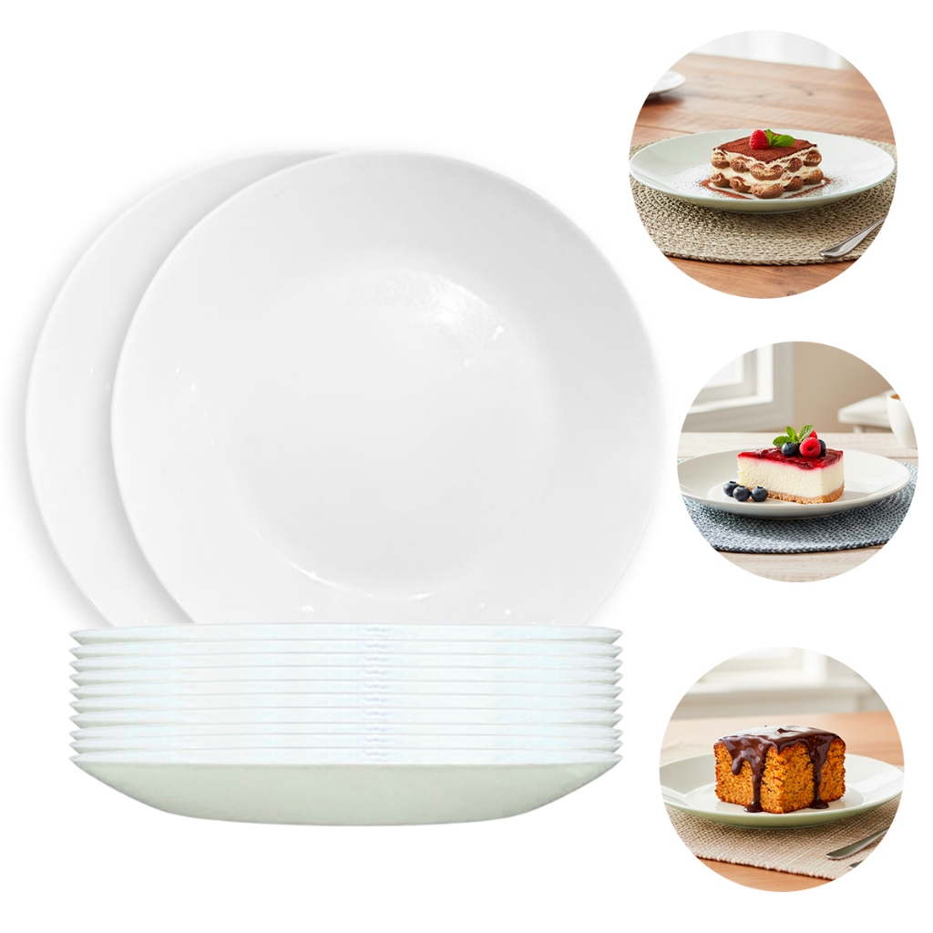 Jogo de Pratos de Sobremesa Opaline Redondo Resistente Clean - Bela Flor em Oferta na Shopee