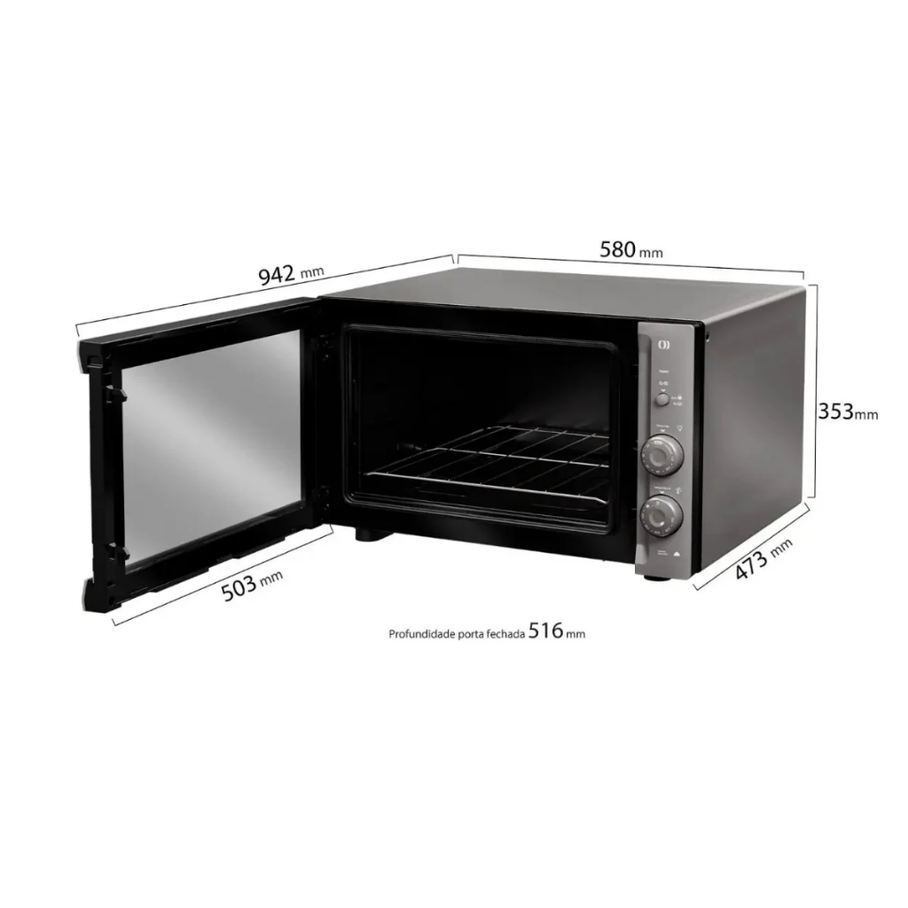 Detalhes do FORNO ÉLETRICO CINZA ESPELHADO  50L  MFB50F 127V MUELLER