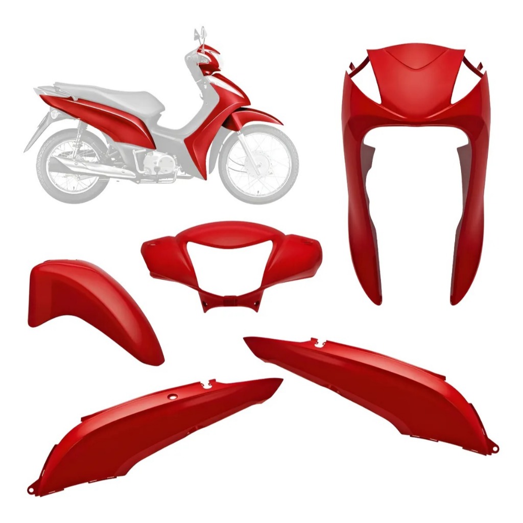 KIT CARENAGEM COMPLETO BIZ 125 2011-2012 - (4 PÇS) - (VERMELHO MACEIO) PRO TORK