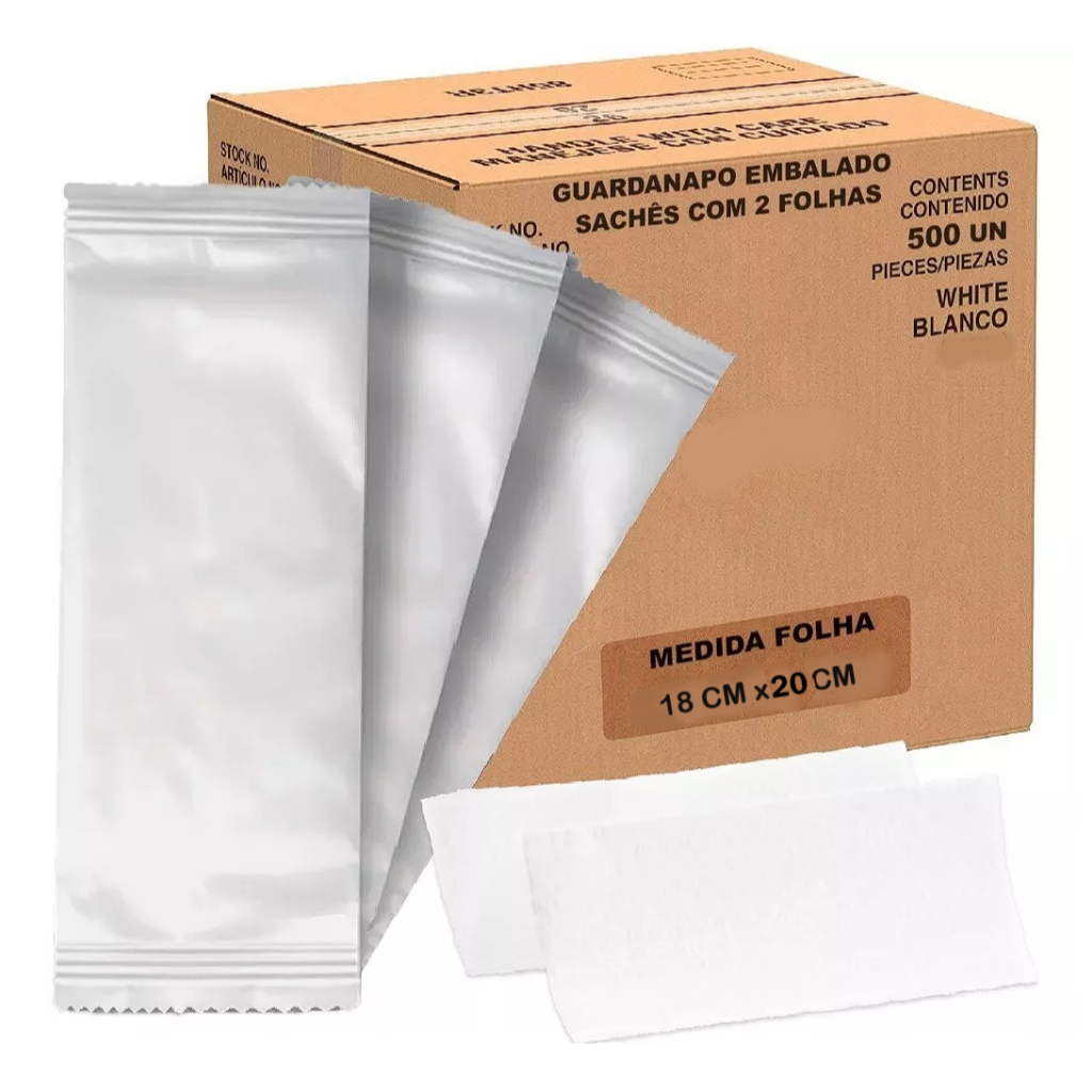 Guardanapo Sachê Embalado para entregas Ifood Restaurantes Lanches 2 Guardanapos por Sachê 18x20